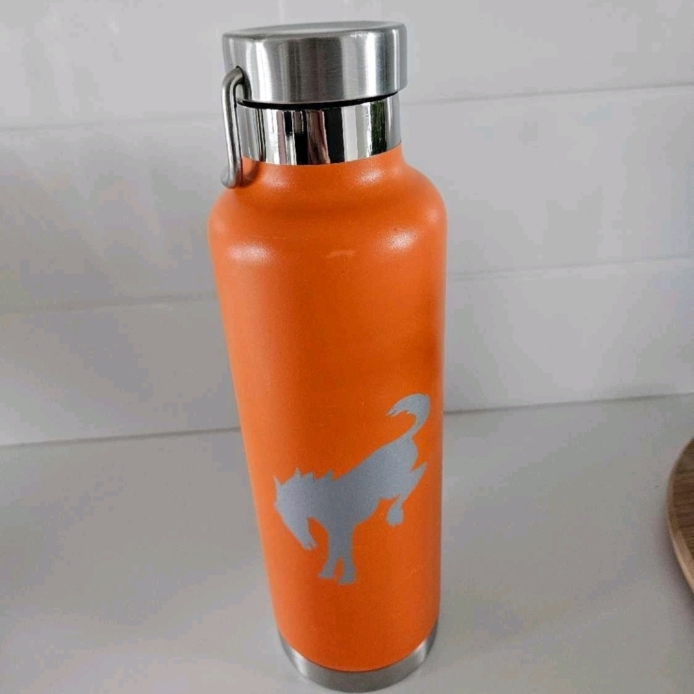 Sleek Orange Stainless Steel Water Bottle 17oz Sports Canteen - Bronco Fans!